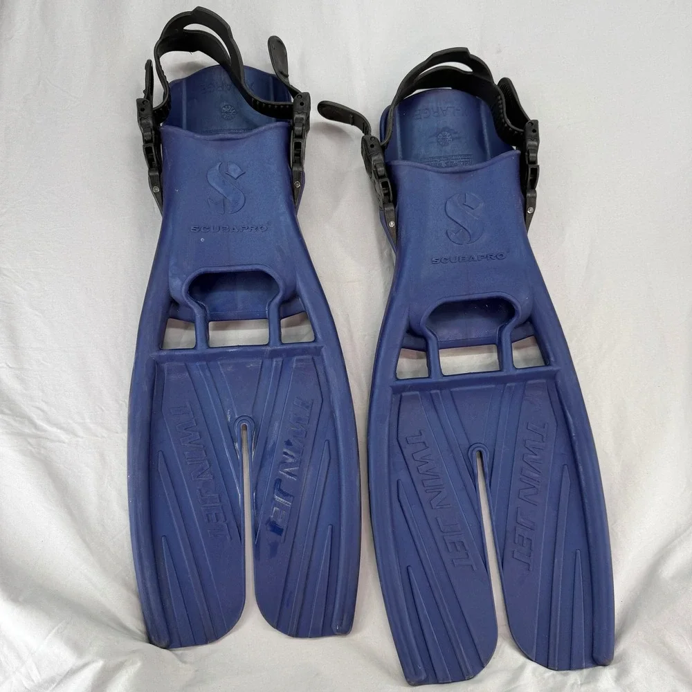 Scubapro Twin Jet Blue Split Fins Open Heel Scuba Diving XL Made in USA